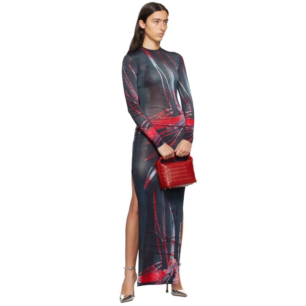 Louisa Ballou Dress Medium Printed Jersey Maxi Bodycon Party Whimsigoth Cyber